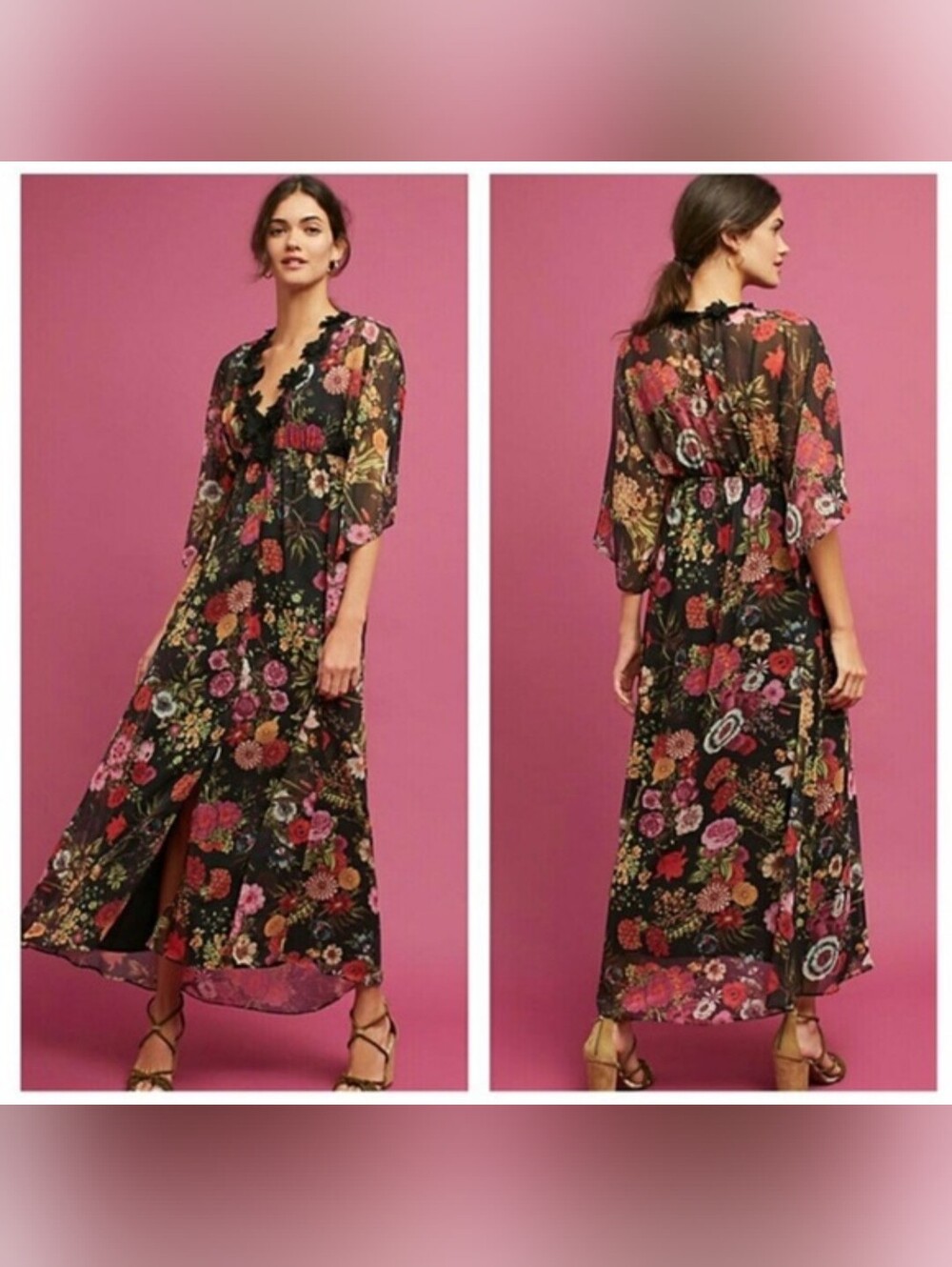 FARM Rio Floral Bohemian Laina Maxi Scarf Dress Size Small